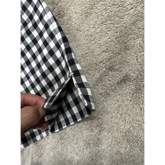 J JILL Essential Cotton Stretch I Black Cream Check Pull On Pants I Women’s Sz 8 - Picture 4 of 13